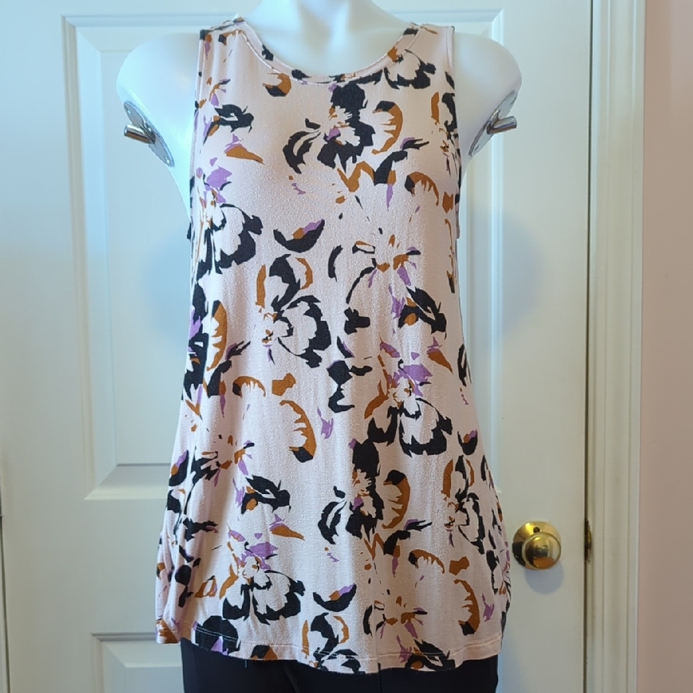 Nine West Light Pink Floral Tank Top Size M